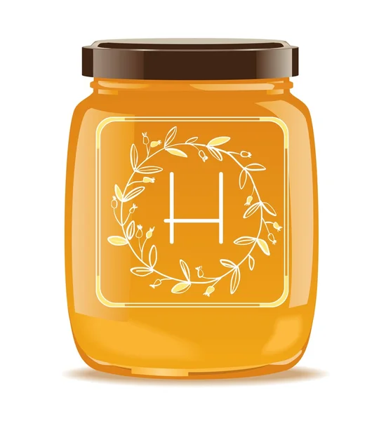 Tarro de vidrio con miel — Vector de stock