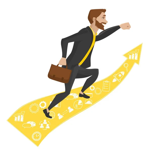 Business or manager running up on carier. — Stock Vector