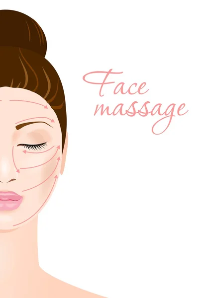 Woman's face  with massage arrows. — Stock Vector