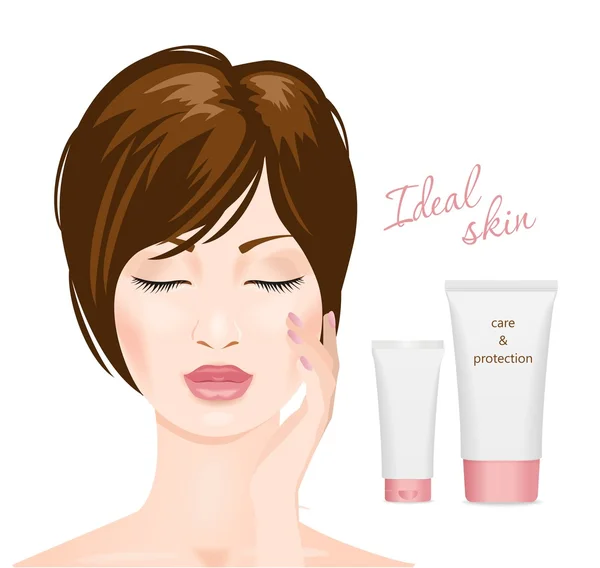 Chica promueve crema — Vector de stock