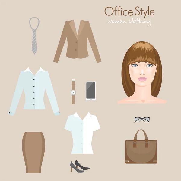 Abbigliamento da ufficio donna. Infografica — Vettoriale Stock