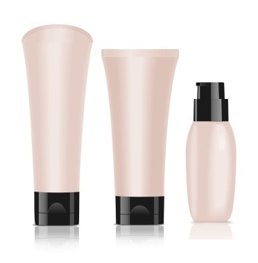 Üç boş kozmetik kapları. Vakfı krem.
