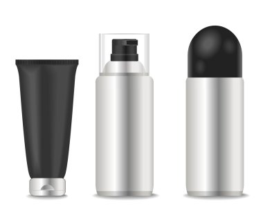 Boş deodorantlar ve köpük tüpler.