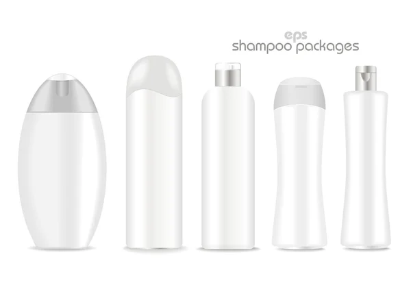 Blank shampoo packages  on white background. — Stock Vector