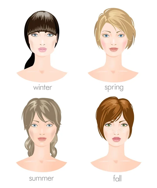 Seasonal female types. Vector — Stock Vector