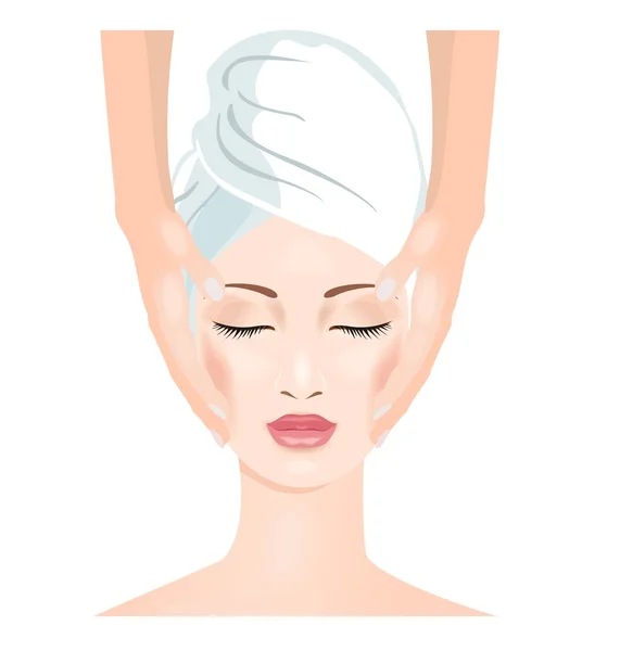 Masaje facial. — Vector de stock