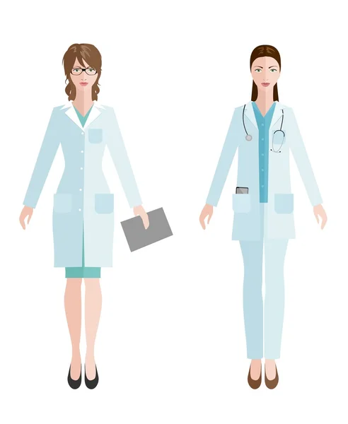 Dos doctores mujeres . — Vector de stock