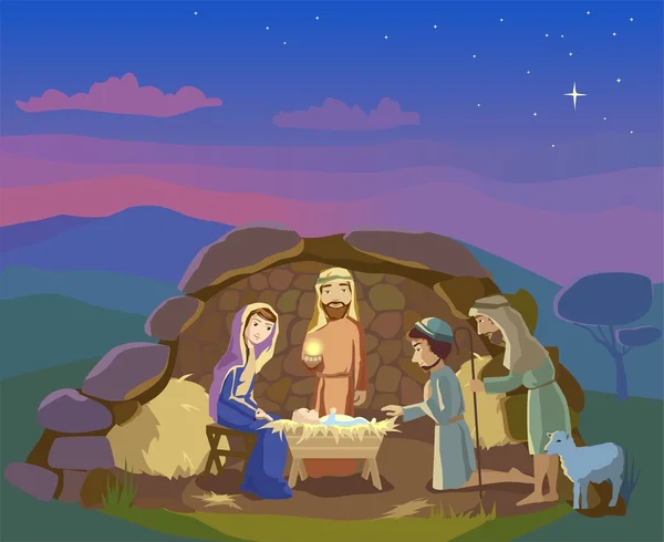 Doğum sahnesi. Christmas illüstrasyon