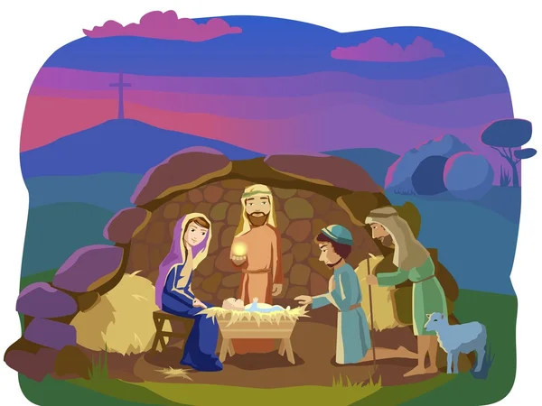 Christmas nativity scene. — Stock Vector