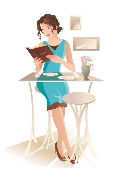 Girl in cafe — Stock Vector