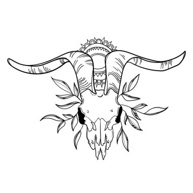 Keçi kafatası ile yaprakları