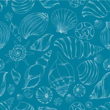 Seamless pattern with shells.