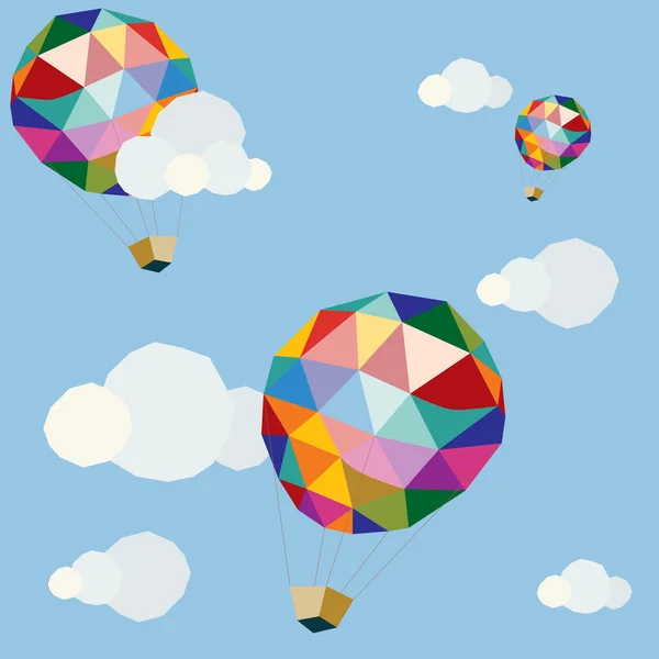 Globos poligonales en el cielo — Vector de stock