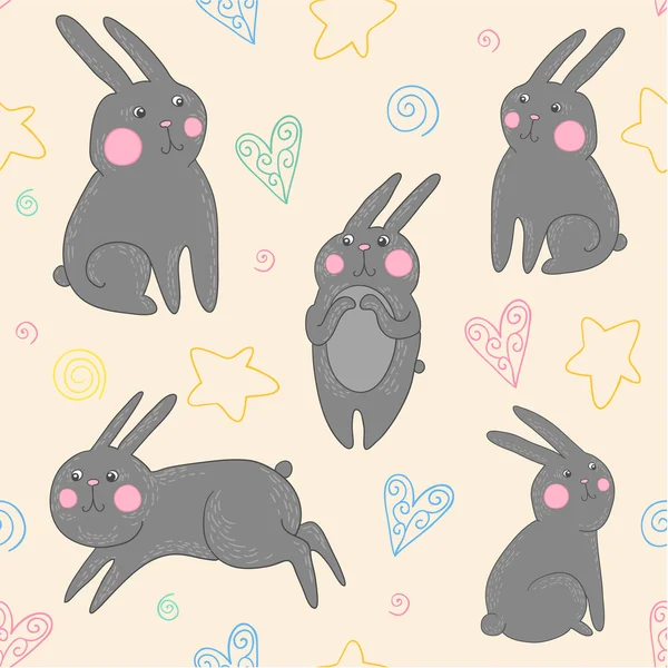 Velikonoční vzorek s králíků — Stockový vektor