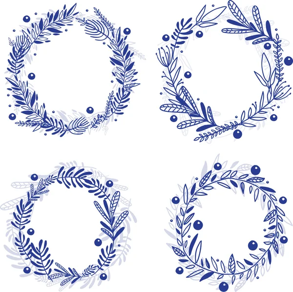 Cobalt blue wreathes — Stock Vector