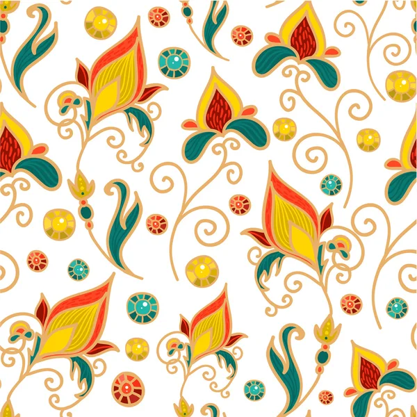 Pattern with jewels and flowers — Stock Vector