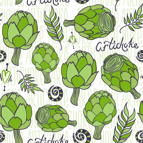 Seamless pattern with artichokes — Stock Vector