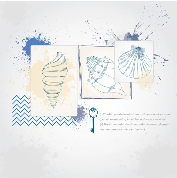 Illustration avec accessoires de mer — Image vectorielle