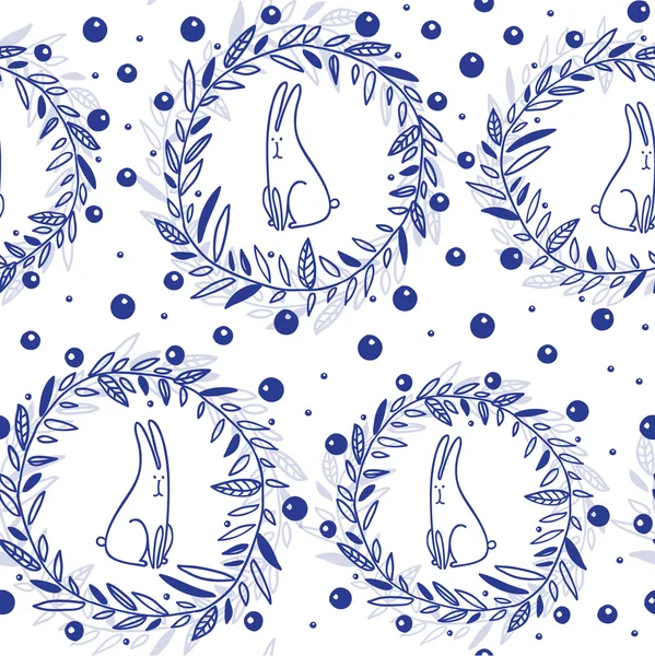 Modèle avec des couronnes et des lapins — Image vectorielle