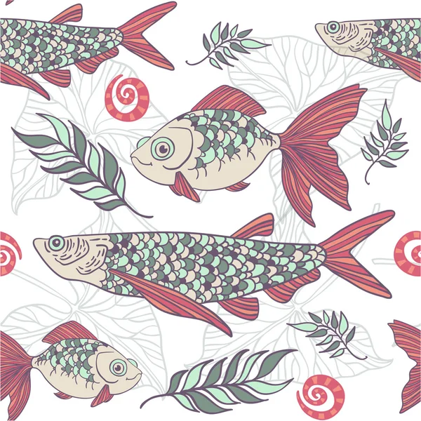 Motif sans couture avec des poissons — Image vectorielle