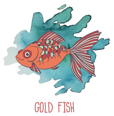 Altın balık ve sulu boya su