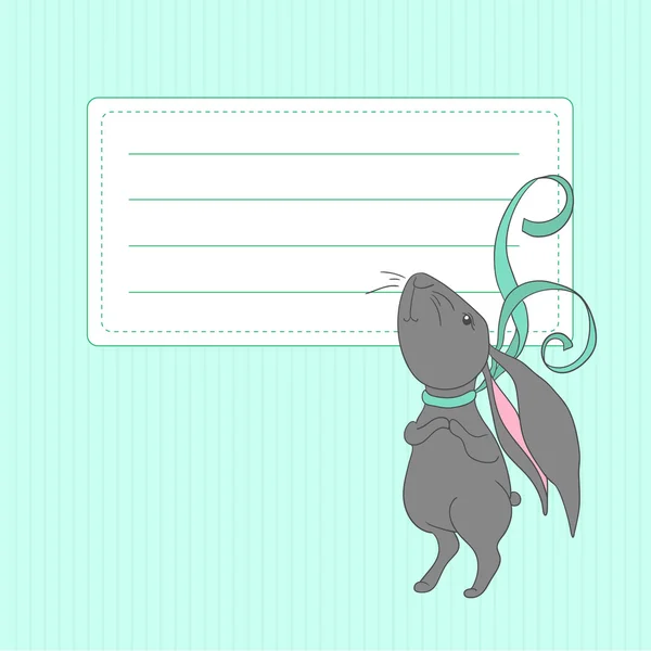 标签与有趣的兔子 — 图库矢量图片