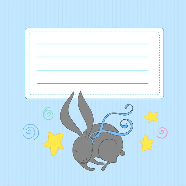 标签与有趣的兔子 — 图库矢量图片