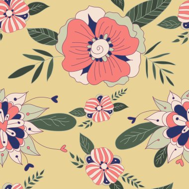 Fantezi çiçekli desen