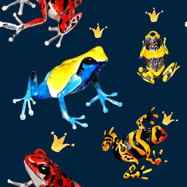 Motif avec grenouilles tropicales — Image vectorielle