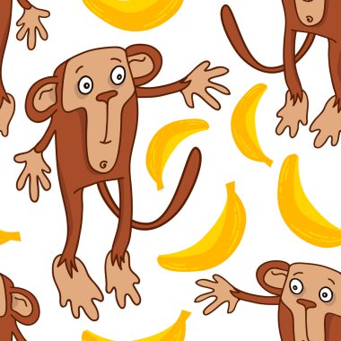 desen küçük maymunlar ve muzlar