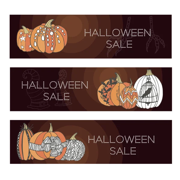 Três banners de Halloween , — Vetor de Stock