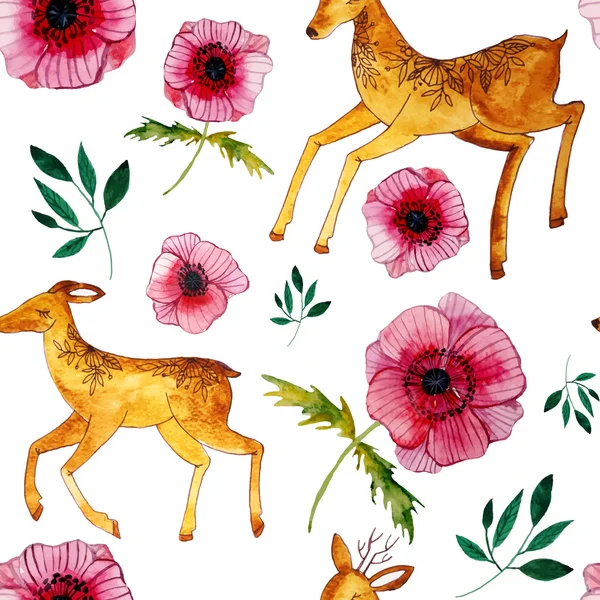 ケシの花と葉を持つカード — ストックベクタ
