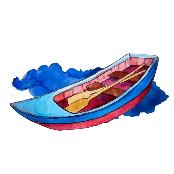 Barco con agua azul — Vector de stock