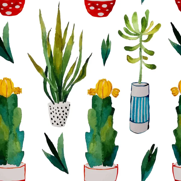 Aquarel instellen met cactus — Stockvector