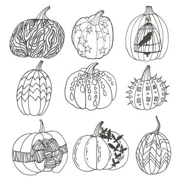 Şık vektör Halloween pumpkins ile ayarla