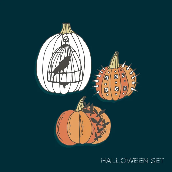 Şık vektör Halloween pumpkins ile ayarla — Stok Vektör