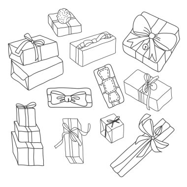 El çizim vektör hediyeler ile ayarla