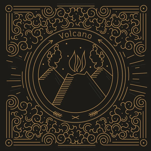 Emblema con volcanes y decoración Gráficos Vectoriales