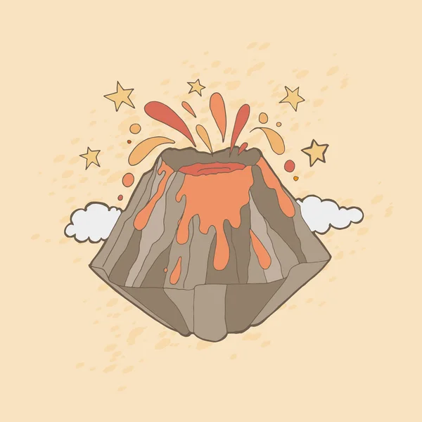 Erupting cartoon volcano — Stock Vector