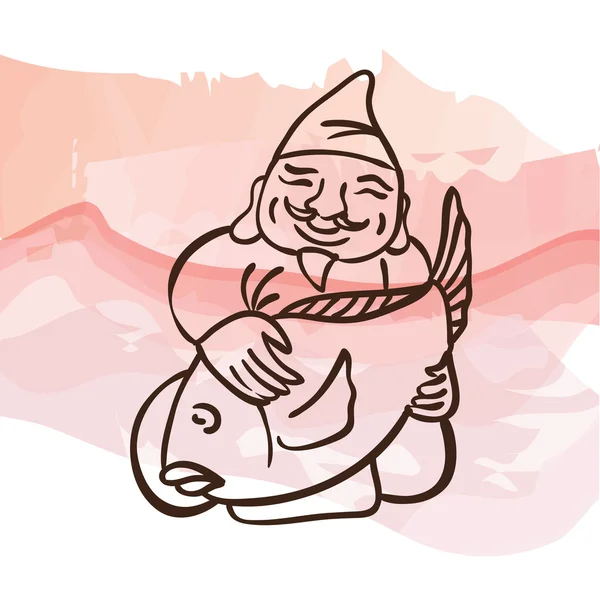 钓鱼和工作之神 — 图库矢量图片