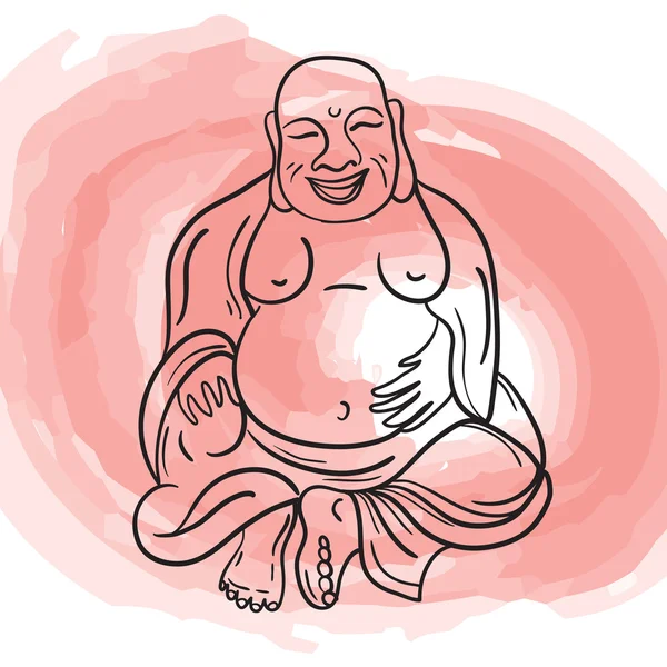 Lachender Buddha, erfüllende Wünsche — Stockvektor