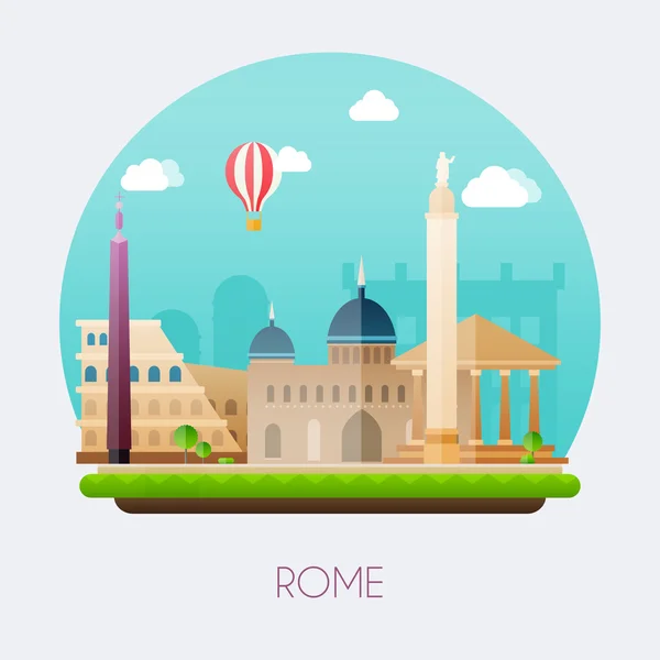 Рим. Пейзаж зданий — стоковый вектор