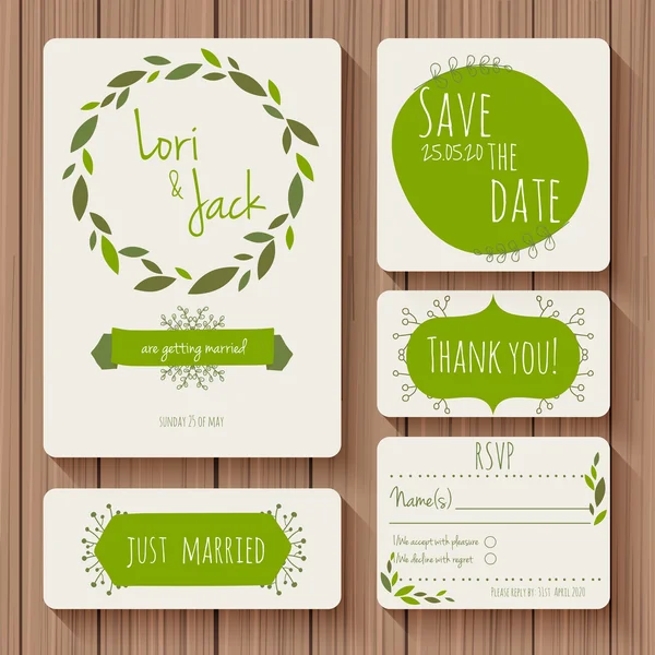 Conjunto de tarjetas de invitación boda — Archivo Imágenes Vectoriales
