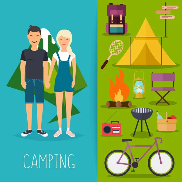 Camping och utomhus rekreation koncept — Stock vektor