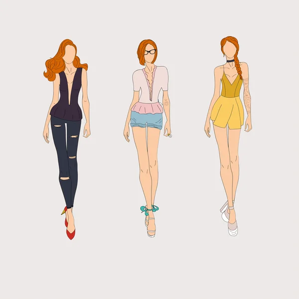 Modèles de mode dessinés à la main . — Image vectorielle