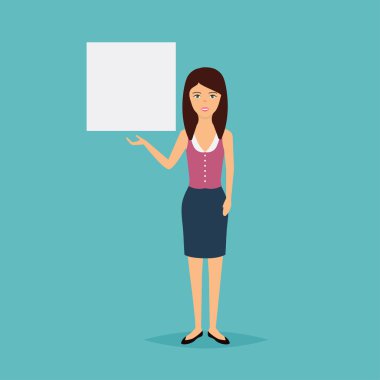 kişi holding beyaz boş afiş