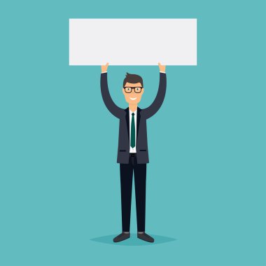 kişi holding beyaz boş afiş