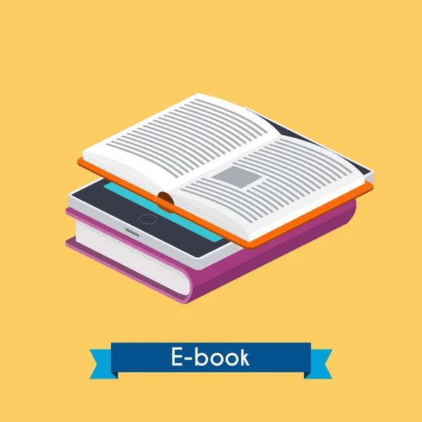 Lector de libros electrónicos y libros — Vector de stock