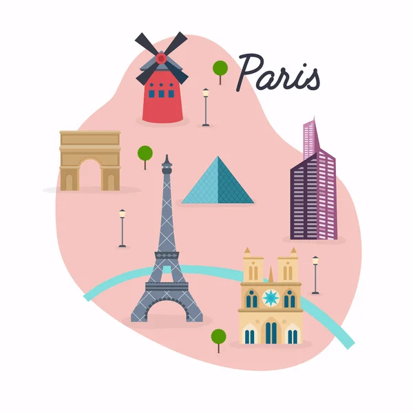 Paris buildings and famous landmarks — Stock Vector