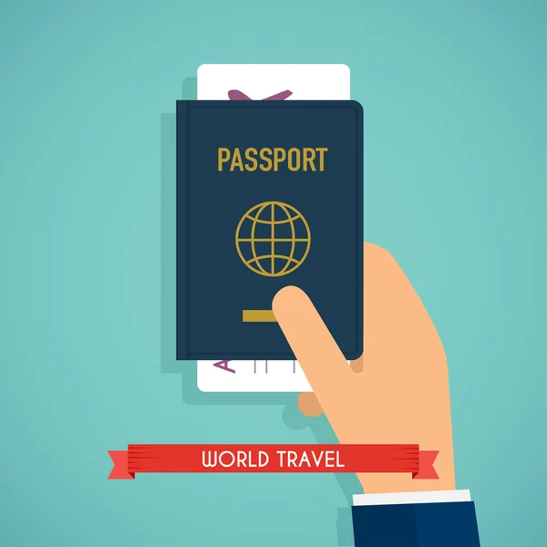 Passeport à main avec billets — Image vectorielle